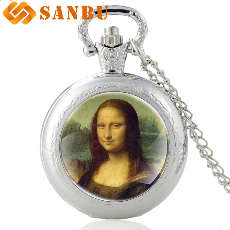 Fashion Women Silver Necklace Watch Vintage Style Da Vinci Works Mona Lisa Quartz Pocket Watch Antique Pendant Jewelry
Fashion Women Silver Necklace Watch Vintage Style Da Vinci Works Mona Lisa Quartz Pocket Watch Antique Pendant Jewelry
