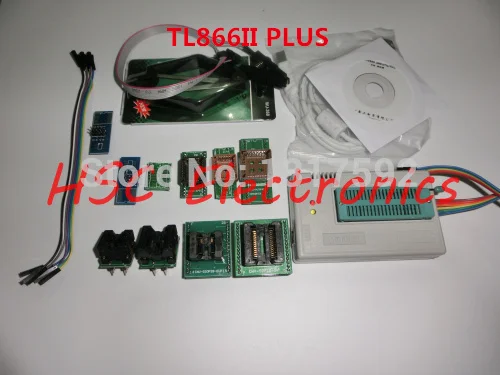 Универсальный программатор Minipro v7.03 TL866II Plus USB 9 шт. адаптеров + тестовый зажим 25