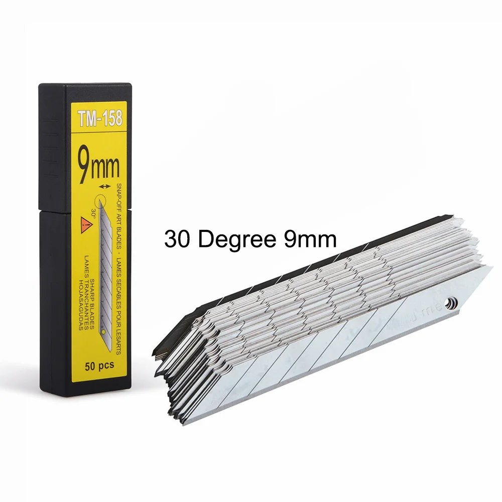 FOSHIO 50pcs Snap Off Knife Spare Blades Carbon Steel 30 Degree 9mm Blade for Art Knife Car Wrap Vinyl Film Sticker Cutting Tool
FOSHIO 50pcs Snap Off Knife Spare Blades Carbon Steel 30 Degree 9mm Blade for Art Knife Car Wrap Vinyl Film Sticker Cutting Tool