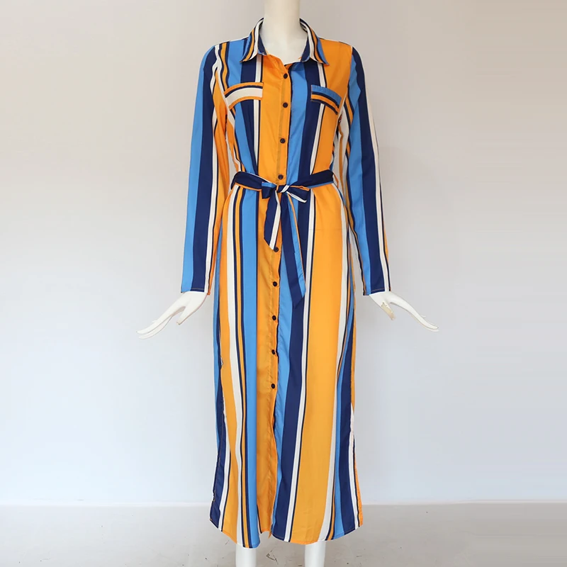 2019 New Turn Down Collar Office Ladies Stripe Shirt Dress Long Chiffon Beach Dress Casual Long Sleeve Elegant Party Vestidos
2019 New Turn Down Collar Office Ladies Stripe Shirt Dress Long Chiffon Beach Dress Casual Long Sleeve Elegant Party Vestidos