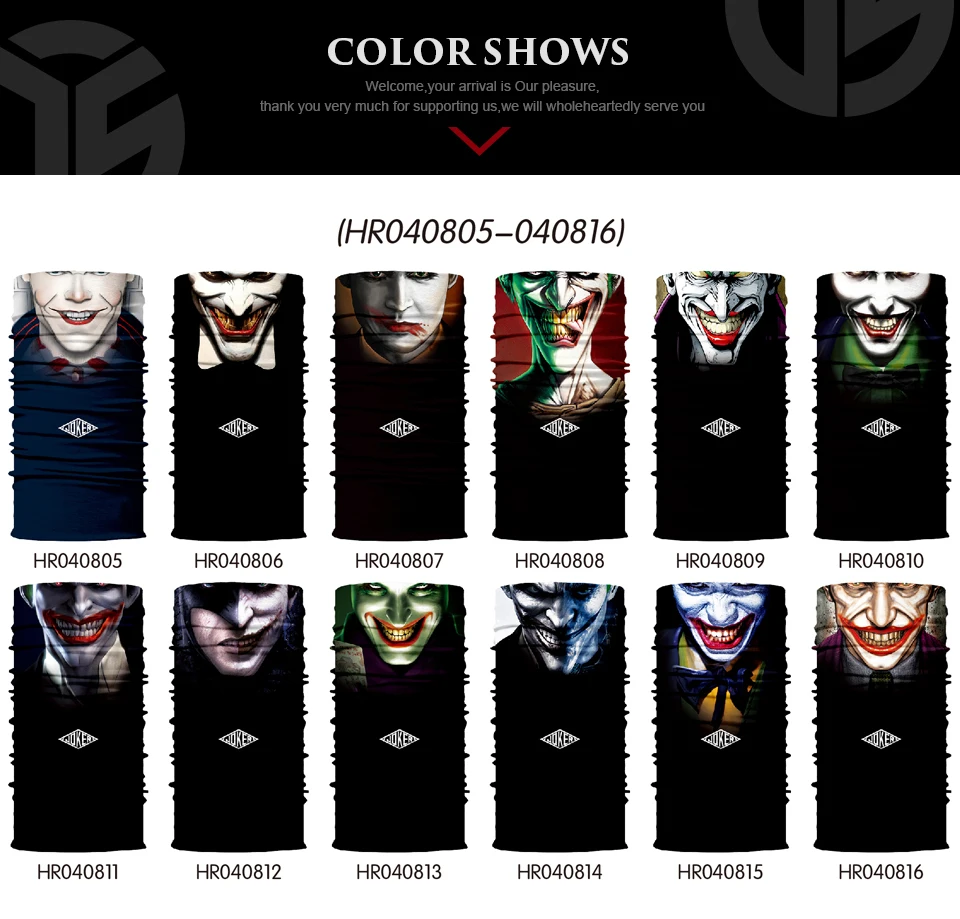 3D Seamless Multifunction Magic Clown Joker Fans Men Skull Ghost Shield Tube Face Mask Headband Bandana Headwear Ring Head Scarf |