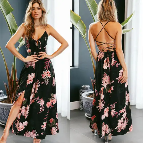 Fashion Women Summer Floral Strap Bandage Bodycon Long Dress Split Party Beach Sundress
Fashion Women Summer Floral Strap Bandage Bodycon Long Dress Split Party Beach Sundress