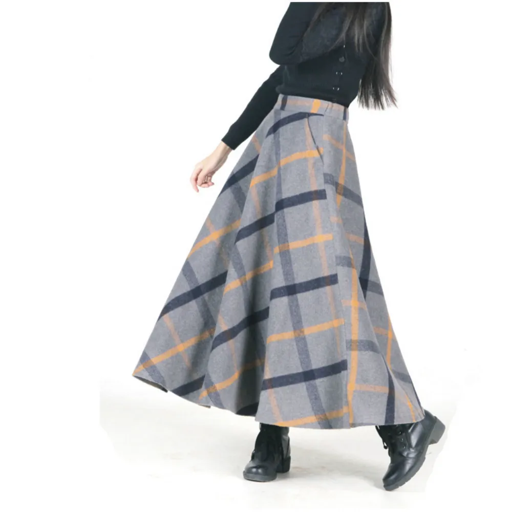 New Retro Chinese Long Woolen Skirt 2018 Spring Winter Women A-line Wool Female High Quality Office Lady Thick Warm Plaid Skirts
New Retro Chinese Long Woolen Skirt 2018 Spring Winter Women A-line Wool Female High Quality Office Lady Thick Warm Plaid Skirts