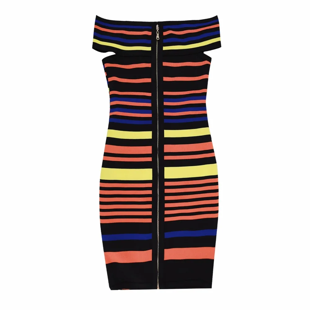 Top Quality Striped Colorful Slash Neck Rayon Bandage Dress Evening Party Bodycon Mini Dress
Top Quality Striped Colorful Slash Neck Rayon Bandage Dress Evening Party Bodycon Mini Dress