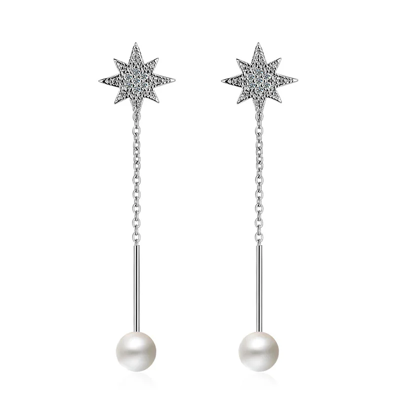 Trendy bohemia crystal star pearl 925 sterling silver ladies long tassel stud earrings original jewelry for women gift
Trendy bohemia crystal star pearl 925 sterling silver ladies long tassel stud earrings original jewelry for women gift