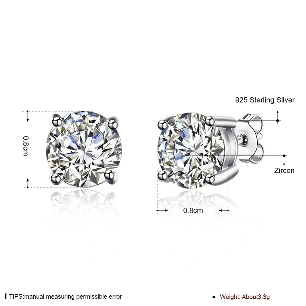 Classic 8MM White Cubic Zircon Stud Earrings Women 925 Sterling Silver CZ Crystal Earrings for Lady Gift Wedding Party Earrings
Classic 8MM White Cubic Zircon Stud Earrings Women 925 Sterling Silver CZ Crystal Earrings for Lady Gift Wedding Party Earrings