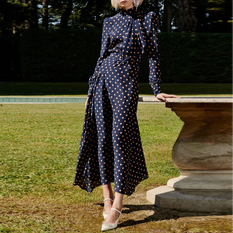 Women Dress 2019 Spring Women's Chiffon Dress Retro Elegant Collar Long-sleeved Lacing Slim Long Wave Point Irregular Woman
Women Dress 2019 Spring Women's Chiffon Dress Retro Elegant Collar Long-sleeved Lacing Slim Long Wave Point Irregular Woman