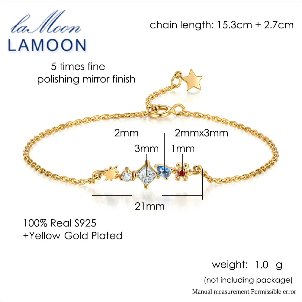 LAMOON Simple Style Colorful Tear Drop Cubic Zirconia Bracelet For Women 925 Sterling Silver Charm Gift Fine Jewelry HI057
LAMOON Simple Style Colorful Tear Drop Cubic Zirconia Bracelet For Women 925 Sterling Silver Charm Gift Fine Jewelry HI057