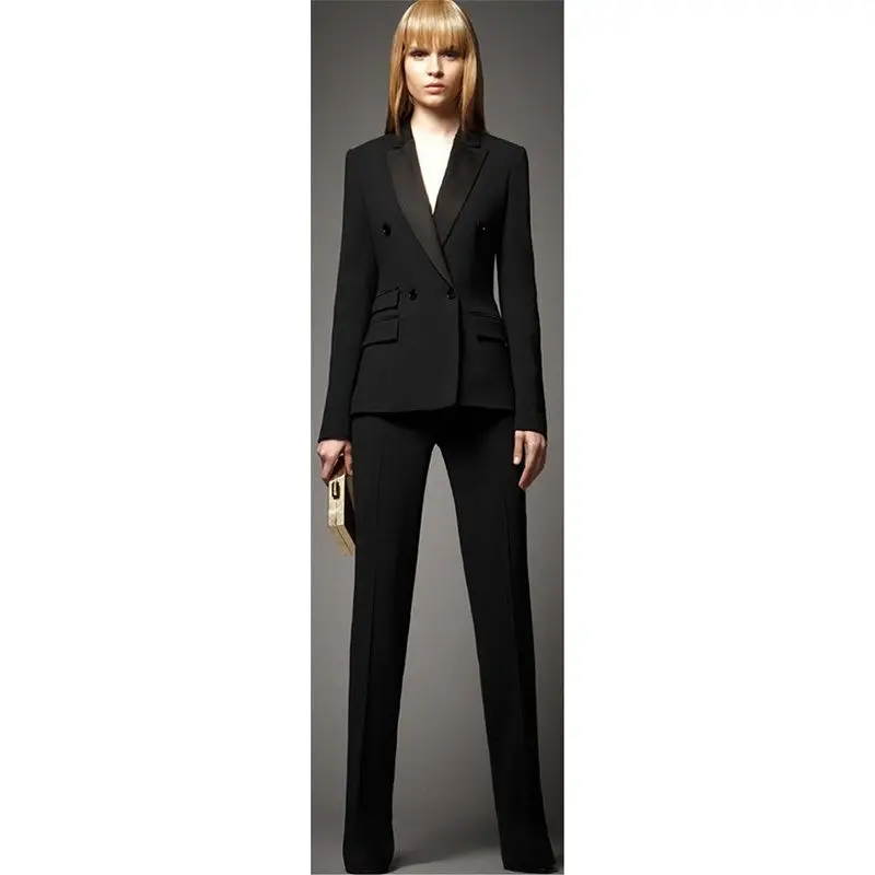 Bespoke Black Double Breasted Women Professional Business Suit Female Office Uniform Show Costume B166
Bespoke Black Double Breasted Women Professional Business Suit Female Office Uniform Show Costume B166