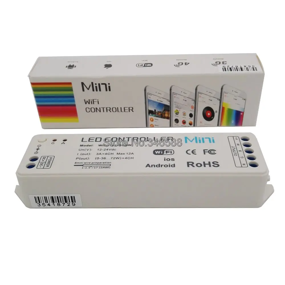 DC12V-24V 12A 4 Channel Mini Wifi LED controller with Music Function for RGB or RGBW LED Strip Support Ipad Android ios phone
DC12V-24V 12A 4 Channel Mini Wifi LED controller with Music Function for RGB or RGBW LED Strip Support Ipad Android ios phone