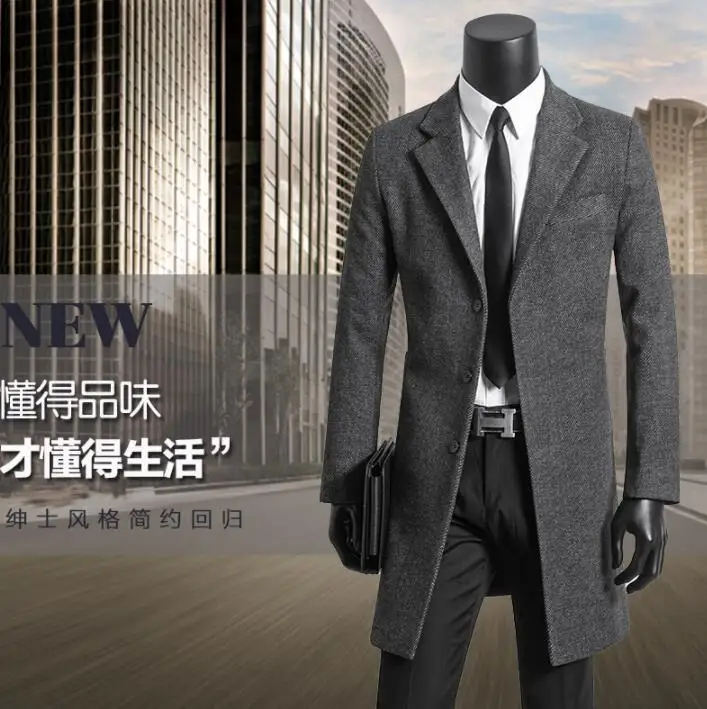 Single-breasted casual woolen coat men trench coats long sleeves overcoat suits mens cashmere coat masculino england korean 5464
Single-breasted casual woolen coat men trench coats long sleeves overcoat suits mens cashmere coat masculino england korean 5464