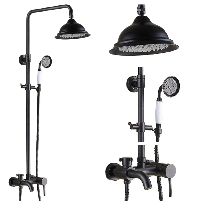 Black Oil Rubbed Brass Single Handle Bathroom 8 Inch Round Rain Shower Faucet Set Bath Tub Mixer Tap Hand Shower mrs348
Black Oil Rubbed Brass Single Handle Bathroom 8 Inch Round Rain Shower Faucet Set Bath Tub Mixer Tap Hand Shower mrs348