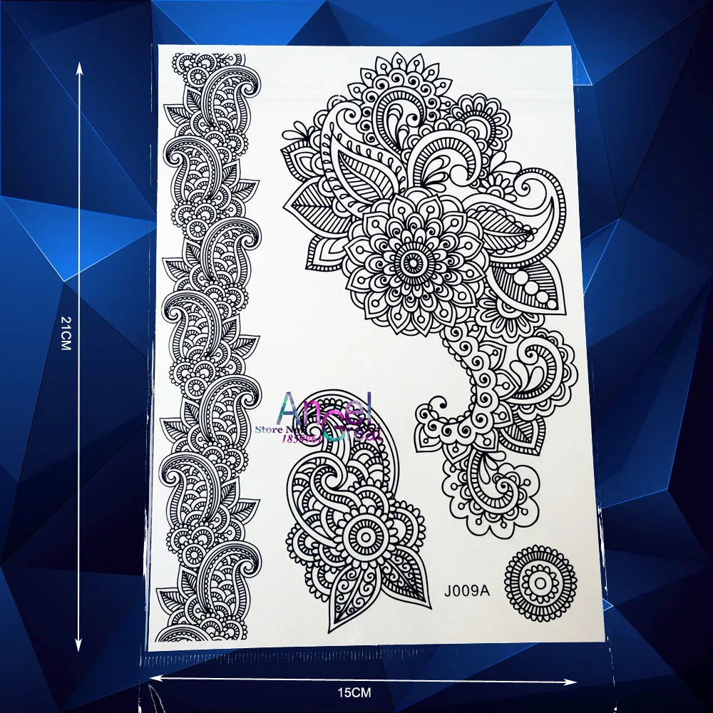 1PC Long Lasting Big Size Flower Bracelet Temporary Tattoo Black Ink Color Henna Fake Tattoo Stickers ABJ09 Women Makeup Jewelry
1PC Long Lasting Big Size Flower Bracelet Temporary Tattoo Black Ink Color Henna Fake Tattoo Stickers ABJ09 Women Makeup Jewelry