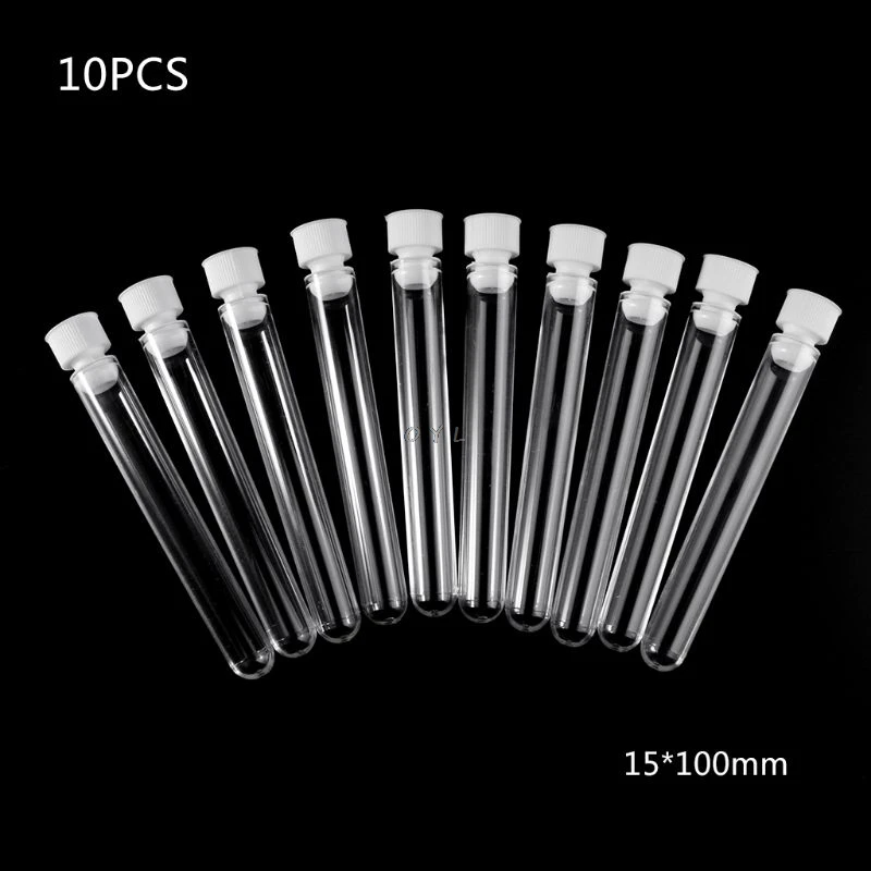 Hot sale 10Pcs/Pack 15x100mm Transparent Plastic Test Tubes Lab Test Tool With Screw Cap
Hot sale 10Pcs/Pack 15x100mm Transparent Plastic Test Tubes Lab Test Tool With Screw Cap