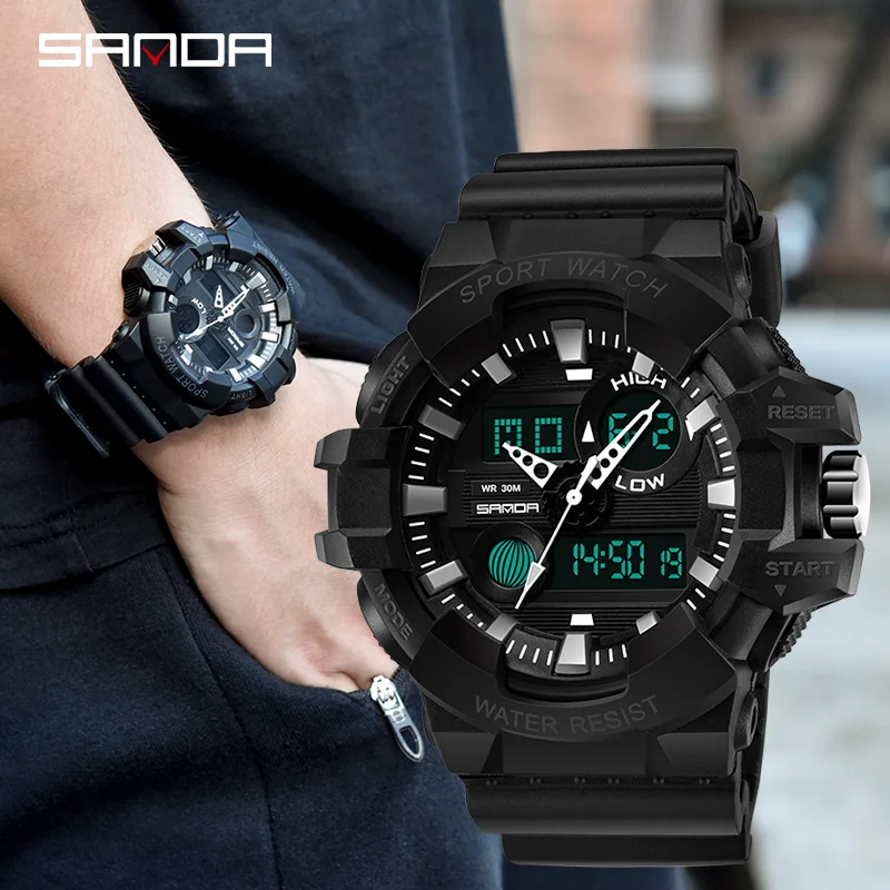 Мужские спортивные часы SANDA брендовые Роскошные Кварцевые в стиле милитари