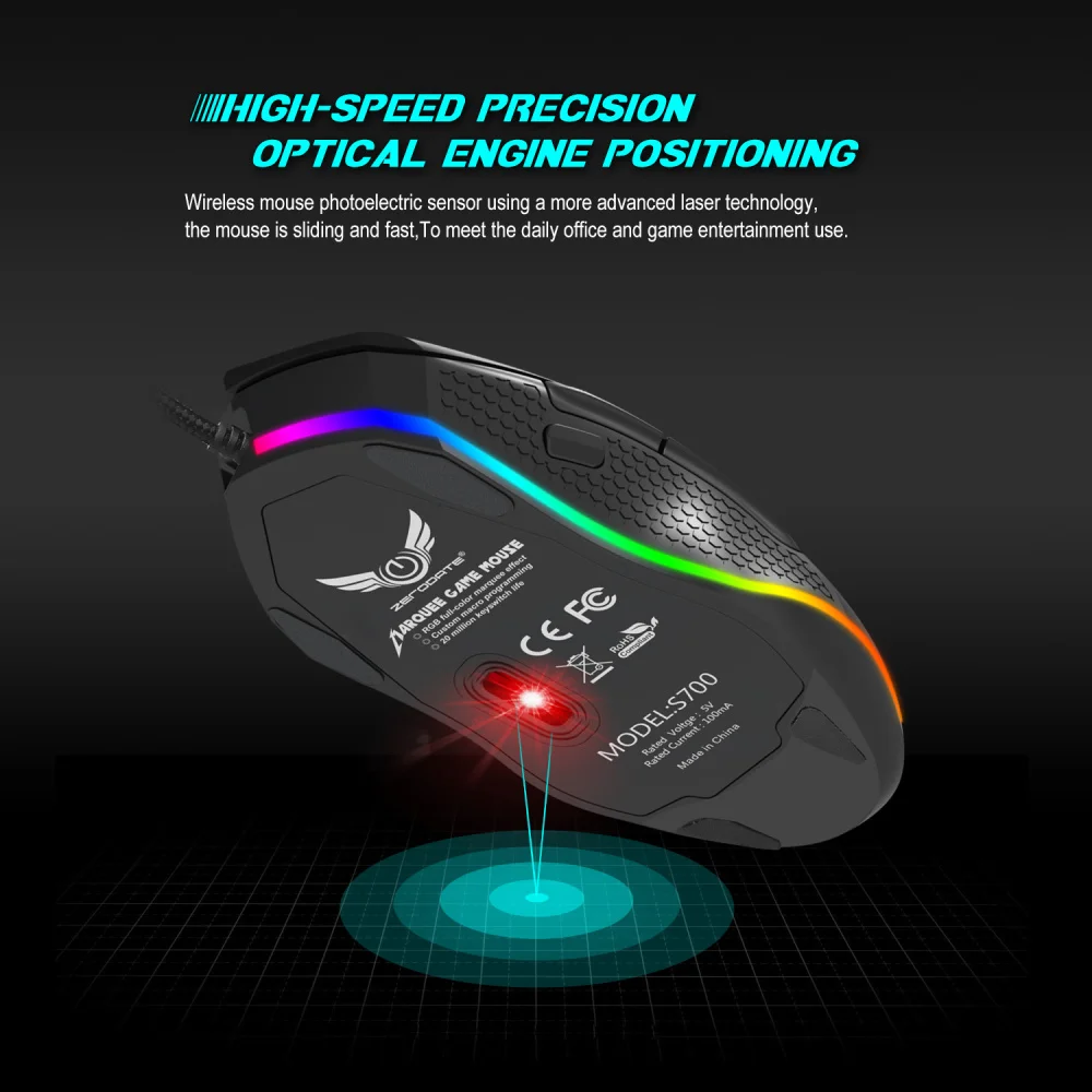 ZERODATE Programmable Gaming Mouse 4800 DPI 6 Buttons RGB Backlit USB Optical Mouse Gamer for PC Laptop
ZERODATE Programmable Gaming Mouse 4800 DPI 6 Buttons RGB Backlit USB Optical Mouse Gamer for PC Laptop