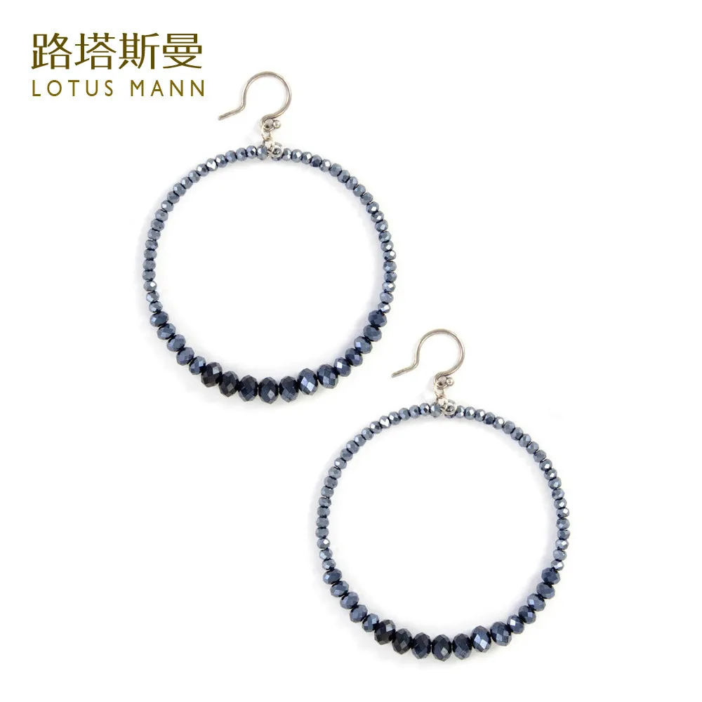 Lotus Mann Blue crystal rings sterling silver ear hook earrings | Украшения и аксессуары