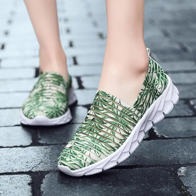

Summer Slip on Sports Shoes Lady Breathable Women Sport Sneakers Mesh Women's Running Shoes 2019 Light Weight Green Basket B-336