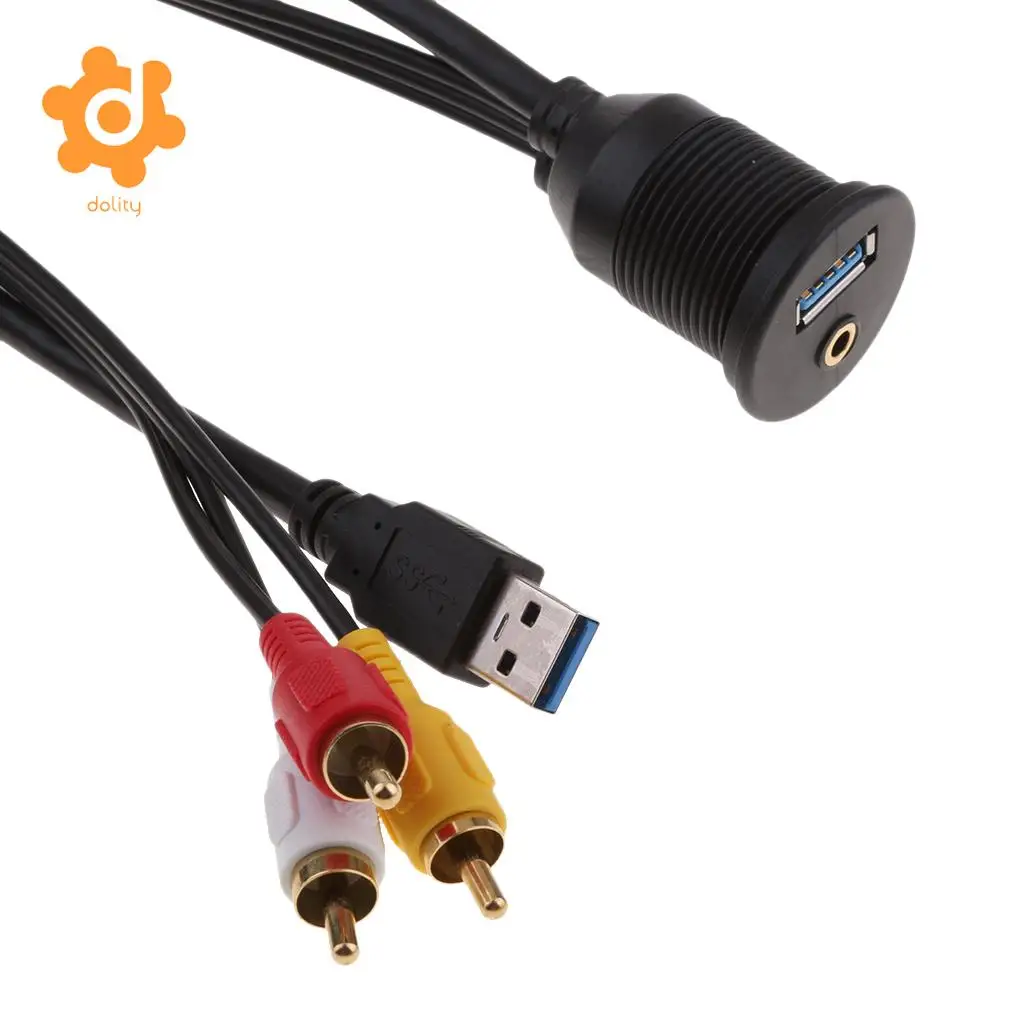 Автомобиль Мотоцикл приборной панели заподлицо USB AUX к 3RCA удлинитель панель