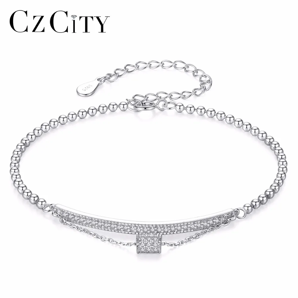 CZCITY Brand 925 Pure Silver Bracelet Women 925 Original Jewelry CZ Charm Simple Style Girl Jewelry Delicate Chain Bracelets
CZCITY Brand 925 Pure Silver Bracelet Women 925 Original Jewelry CZ Charm Simple Style Girl Jewelry Delicate Chain Bracelets