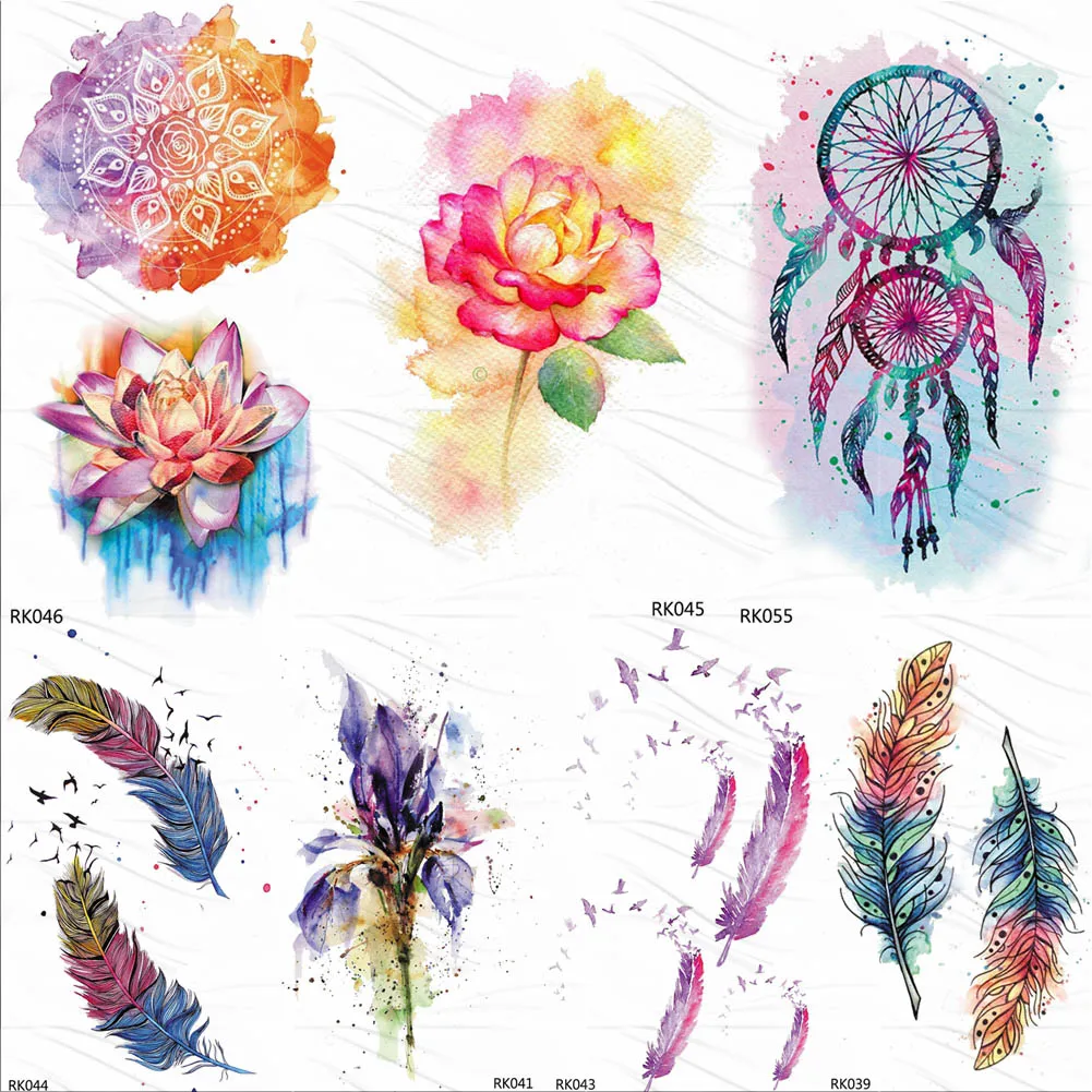 OMMGO Watercolor Lotus Manadala Temporary Tattoos Paper For Women DIY Dreamcatcher Tatoo Body Art Waterproof Fake Tattoo Sticker
OMMGO Watercolor Lotus Manadala Temporary Tattoos Paper For Women DIY Dreamcatcher Tatoo Body Art Waterproof Fake Tattoo Sticker
