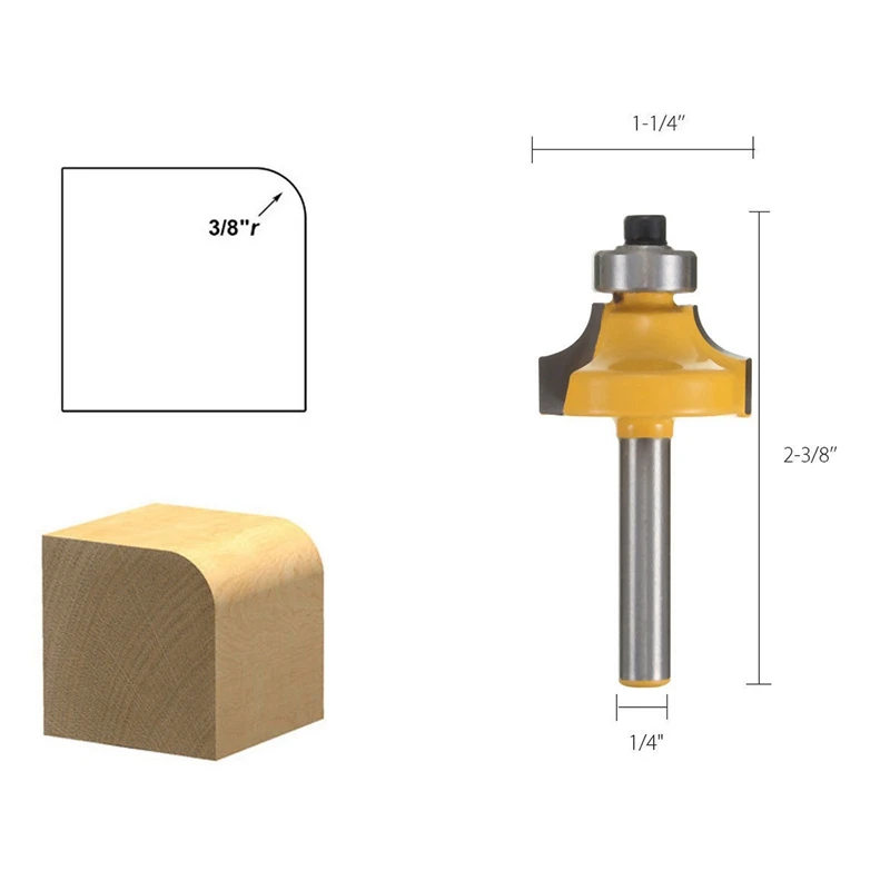 4x Round over Edging Router Bit Set 1/4 Inch Shank 1/2 Inch 3/8 Inch 1/4 Inch 1/8 Inch Radius
4x Round over Edging Router Bit Set 1/4 Inch Shank 1/2 Inch 3/8 Inch 1/4 Inch 1/8 Inch Radius