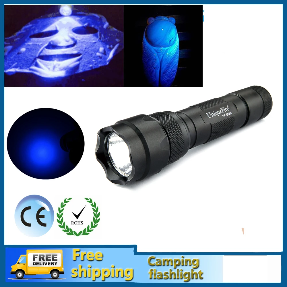 Led UV Flashlight UniqueFire 502B Torch Light 365nm Ultra Violet Lamp 18650 Battery For Marker Checker Detection
Led UV Flashlight UniqueFire 502B Torch Light 365nm Ultra Violet Lamp 18650 Battery For Marker Checker Detection