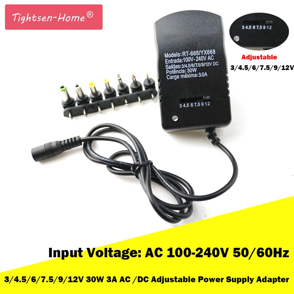 New 12V 3V 4.5V 6V 7.5V 9V 3A AC DC Adaptor Adjustable Power Adapter Universal Charger Supply for led light strip lamp 30W EU/US
New 12V 3V 4.5V 6V 7.5V 9V 3A AC DC Adaptor Adjustable Power Adapter Universal Charger Supply for led light strip lamp 30W EU/US