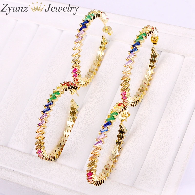 3Pairs, 41mm, Stud Earrings CZ Circle Earrings With Mix Rainbow Zirconia Gold Stud Earring girl earring women jewelry
3Pairs, 41mm, Stud Earrings CZ Circle Earrings With Mix Rainbow Zirconia Gold Stud Earring girl earring women jewelry