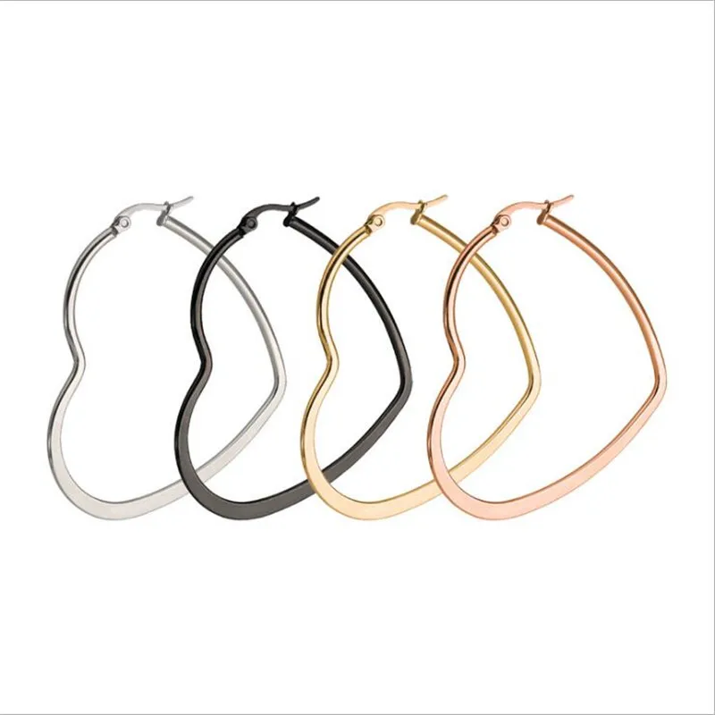 Shi08 316 L Stainless Steel 40mm 60mm Heart Shape Hoop Earrings Vacuum Plating No Easy Fade Allergy Free Many Size Color
Shi08 316 L Stainless Steel 40mm 60mm Heart Shape Hoop Earrings Vacuum Plating No Easy Fade Allergy Free Many Size Color