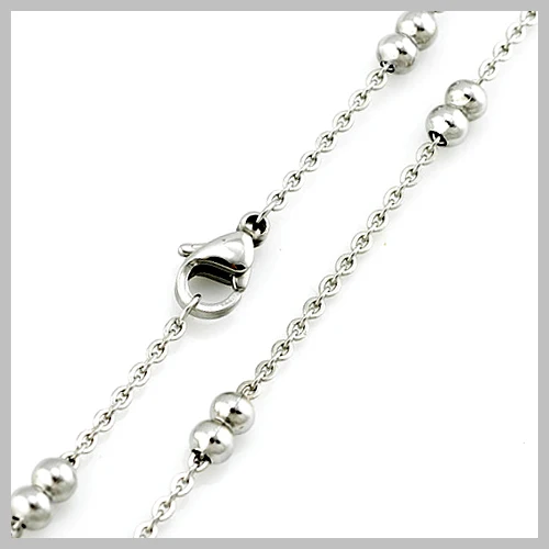 S.Steel Flat Cross Chains With Spaced Double Beads or Single Bead Lady Long Fashion Necklaces S024
S.Steel Flat Cross Chains With Spaced Double Beads or Single Bead Lady Long Fashion Necklaces S024