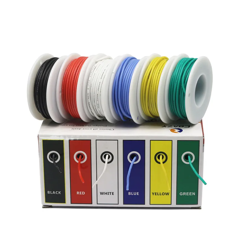 24awg 36m/box 6 colors in a box mixed wire high quality flexible silicone wire and cable tinned pure copper wire
24awg 36m/box 6 colors in a box mixed wire high quality flexible silicone wire and cable tinned pure copper wire