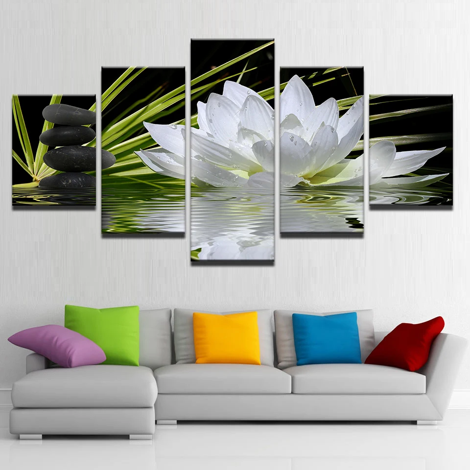 Canvas HD Prints Paintings For Living Room Wall Art 5 Pieces White Lotus Stones Flowers Posters Lake Water Pictures Home Decor
Canvas HD Prints Paintings For Living Room Wall Art 5 Pieces White Lotus Stones Flowers Posters Lake Water Pictures Home Decor