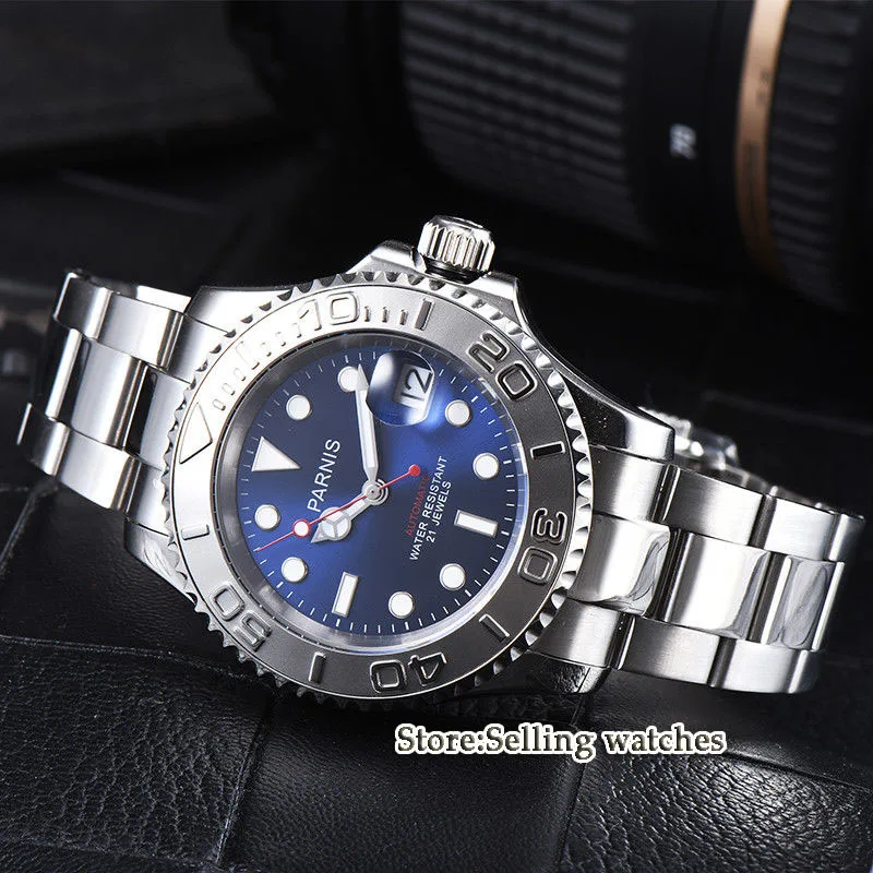 41mm parnis blue Dial Sapphire Crystal Date 21 jewels Miyota Automatic Mechanical men's Watch
41mm parnis blue Dial Sapphire Crystal Date 21 jewels Miyota Automatic Mechanical men's Watch