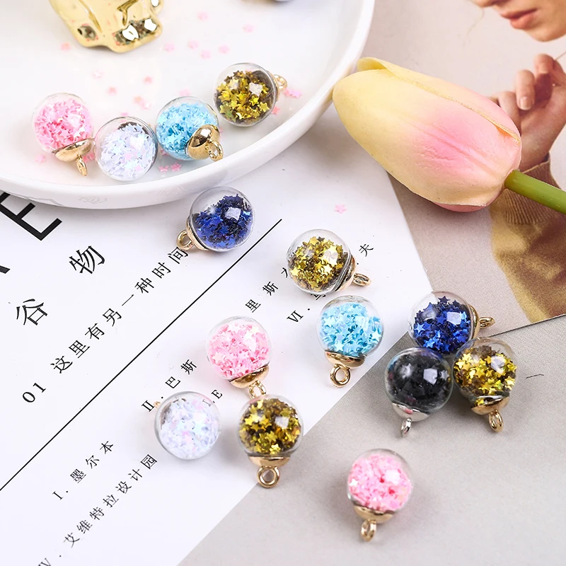 Small bottle pendant earring necklace DIY sparkling quicksand color transparent glass ball
Small bottle pendant earring necklace DIY sparkling quicksand color transparent glass ball