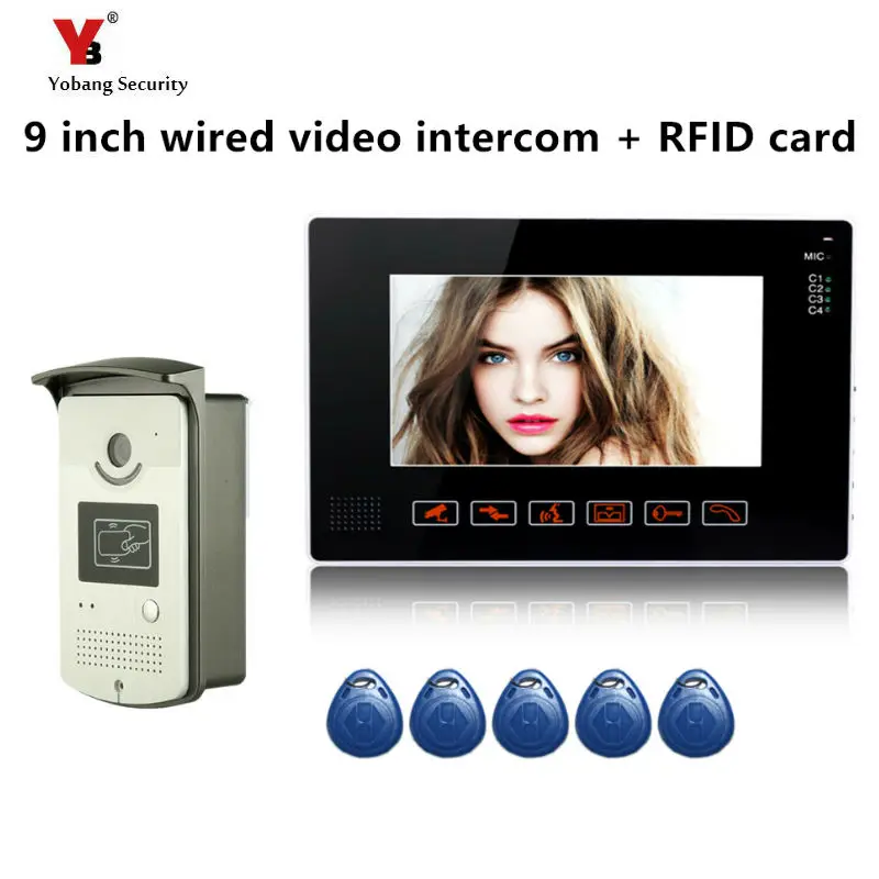 Yobang Security freeship 9" Video Intercom Door Phone System With 1 black Monitor 5pcs RFID RFID Access System Doorbell Camera
Yobang Security freeship 9" Video Intercom Door Phone System With 1 black Monitor 5pcs RFID RFID Access System Doorbell Camera