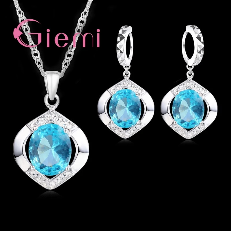 Vintage High Quality 925 Sterling Silver Jewelry Sets Blue CZ Crystal Geometic Pendant Necklace Huggie Earrings for Women
Vintage High Quality 925 Sterling Silver Jewelry Sets Blue CZ Crystal Geometic Pendant Necklace Huggie Earrings for Women