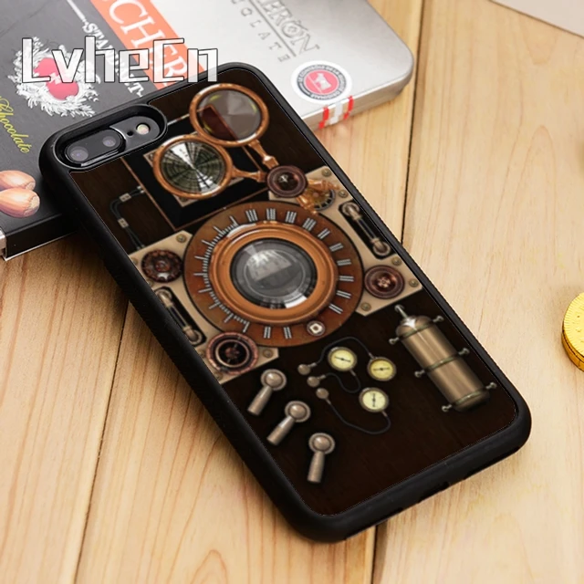 LvheCn чехол для телефона в стиле стимпанк с камерой iPhone 5 6 s 7 8 plus 11 12 Pro X XR XS Max Samsung Galaxy