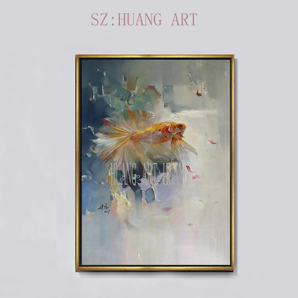 100% Handmade Abstract Animal Impressionist Gold Fish Oil Painting Canvas Pictures Wall Art iving Room Home Wall Decor No Frame
100% Handmade Abstract Animal Impressionist Gold Fish Oil Painting Canvas Pictures Wall Art iving Room Home Wall Decor No Frame