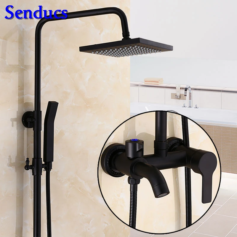 Senducs Black Shower Set Rainfall Square Shower Faucet Newly Design Brass Bathroom Shower System Hot Cold Black Shower Set
Senducs Black Shower Set Rainfall Square Shower Faucet Newly Design Brass Bathroom Shower System Hot Cold Black Shower Set