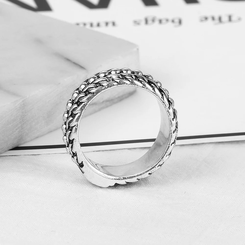 Новый дизайн с простым круглым прыщей точка Будда кольцо цвет: старое серебро