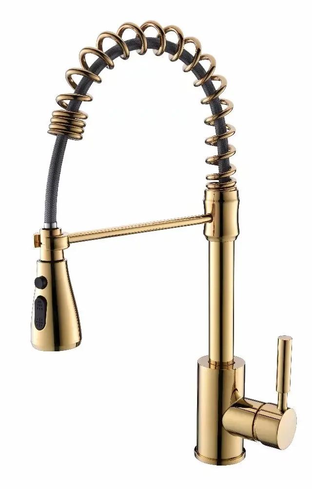 Gold Pvd color pull out kitchen spray spring faucet mixer tap New Single hole Deck mounted
Gold Pvd color pull out kitchen spray spring faucet mixer tap New Single hole Deck mounted