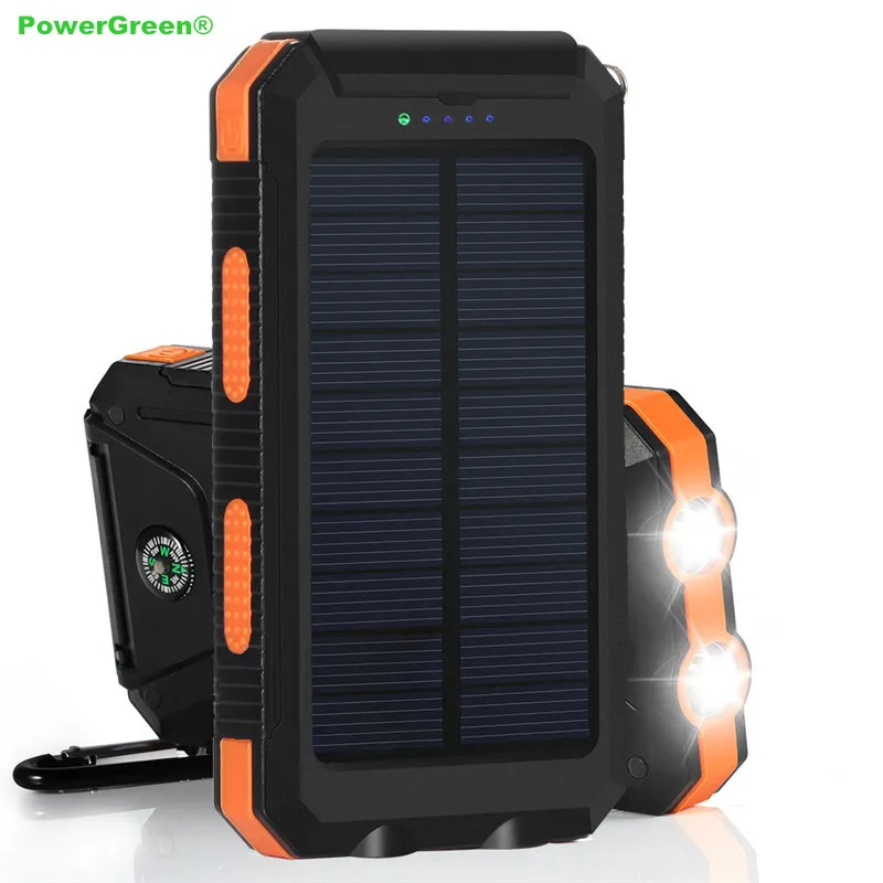 Power Green внешний аккумулятор на солнечной батарее 10000 мАч водонепроницаемое