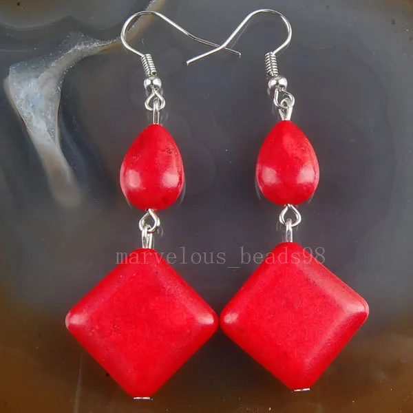 Бесплатная доставка модные ювелирные украшения серьги Red howlite пара MC2168 |