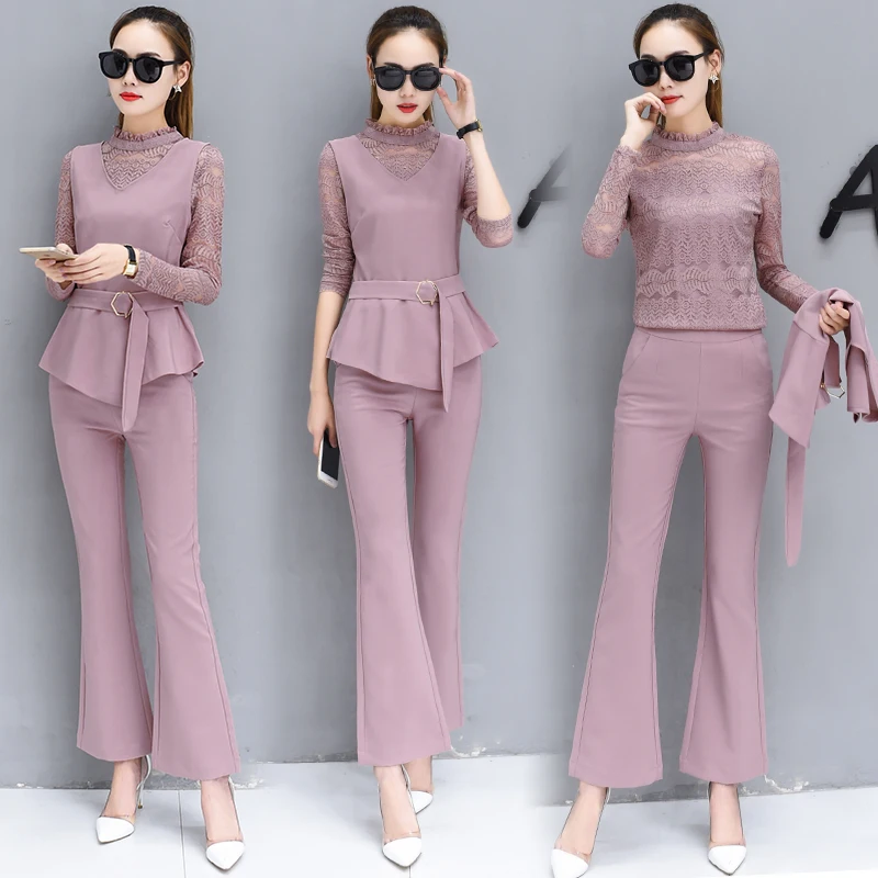 Autumn fashion office women suits new three-piece suit lace t shirt vest slim pants sexy clothing set brand design size S-XXL
Autumn fashion office women suits new three-piece suit lace t shirt vest slim pants sexy clothing set brand design size S-XXL