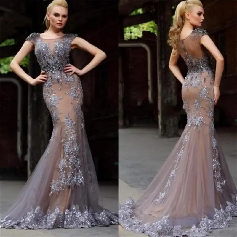 Charming Appliqued Beads Formal Occasion Dress Scoop Cap Sleeve Tulle Celebrity Dress Floor-Length Zipper Back Mermaid Vestidos
Charming Appliqued Beads Formal Occasion Dress Scoop Cap Sleeve Tulle Celebrity Dress Floor-Length Zipper Back Mermaid Vestidos