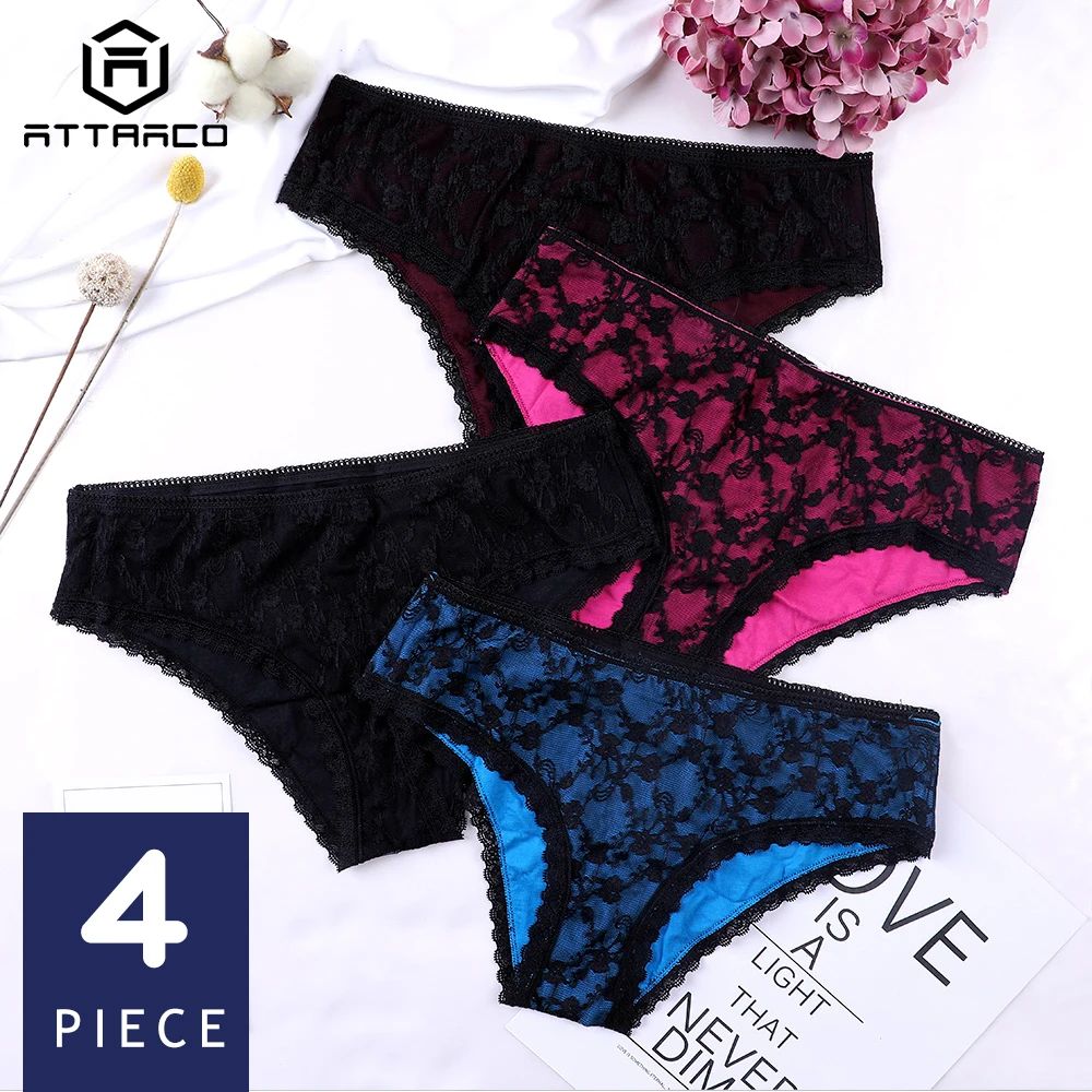 ATTRACO Women's Lace Hipster Underwear V String Panties Tanga Briefs Geometric Cotton skin-friendly comfortable 4 Pack
ATTRACO Women's Lace Hipster Underwear V String Panties Tanga Briefs Geometric Cotton skin-friendly comfortable 4 Pack