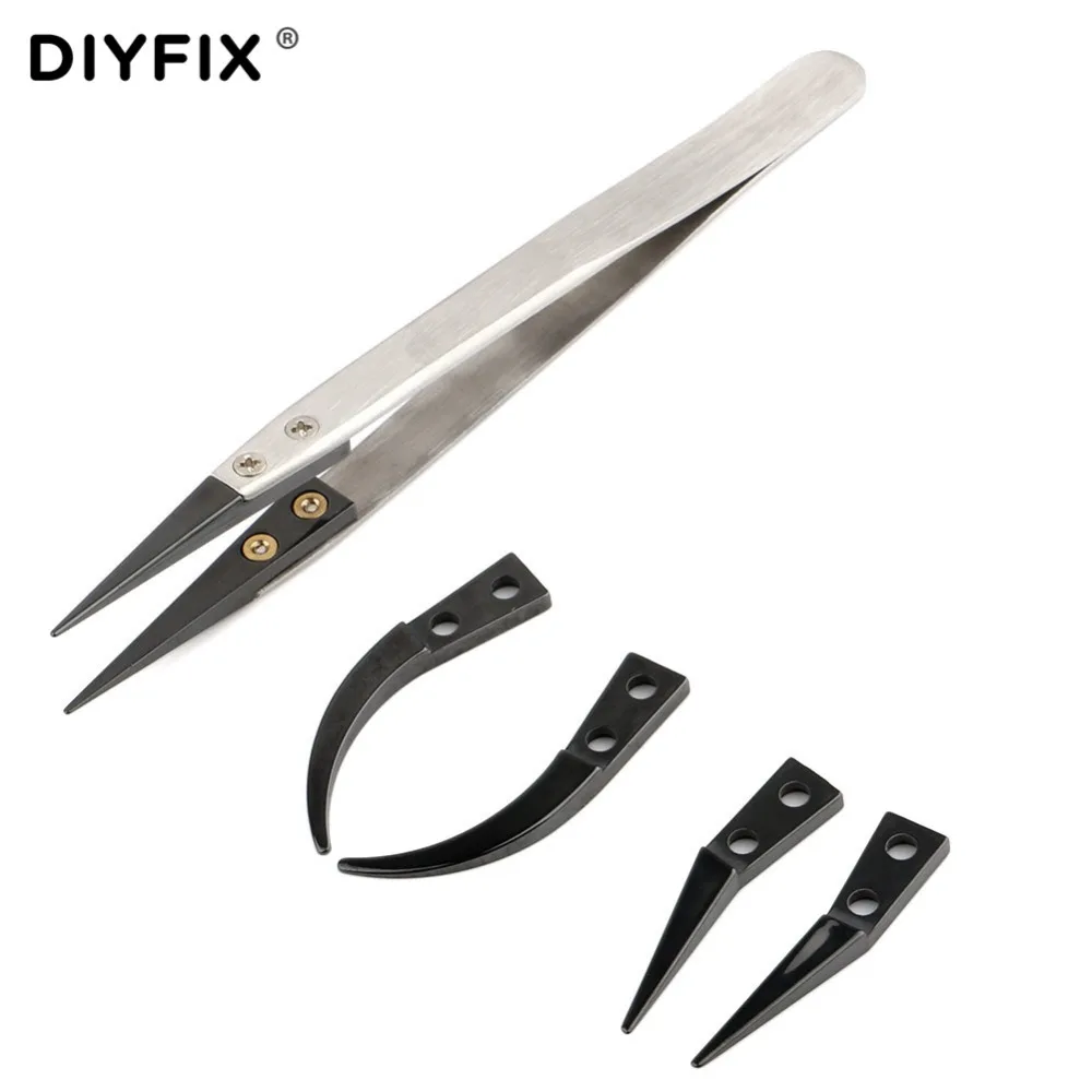 DIYFIX ESD Ceramic Tweezers Anti-static E-Cigarette Forceps with Curved & Straight Tip for Phone Repair BGA Work DIY Tools Set
DIYFIX ESD Ceramic Tweezers Anti-static E-Cigarette Forceps with Curved & Straight Tip for Phone Repair BGA Work DIY Tools Set