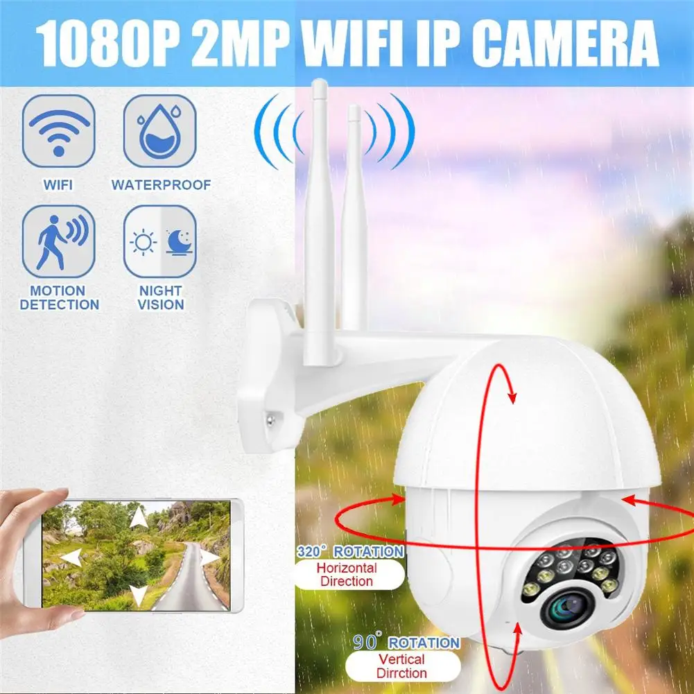 10LED лампы 1080P дневная и Ночная полноцветная 360 градусная вращающаяся WiFi наружная