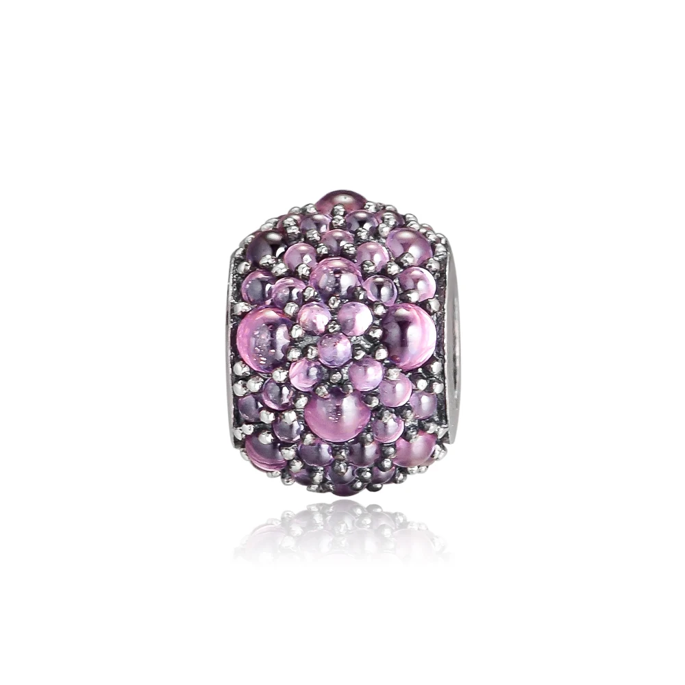 CKK Fit Pandora Браслеты розовые мерцающие капли амулеты из стерлингового серебра 925